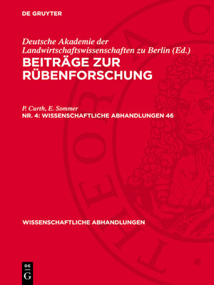 cover image of Beiträge zur Rübenforschung. Nr. 4